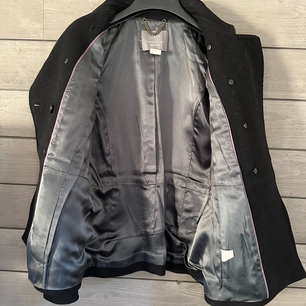 J. Crew Classic Wool Nello Gori Peacoat Jacket Coat Black Size 2 - Picture 12 of 14